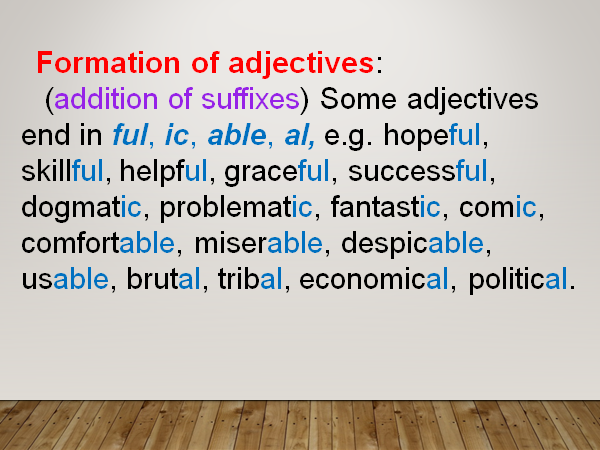 Formation of Adjectives