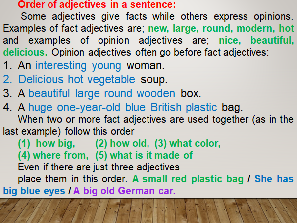 Order of Adjectives in a Sentence