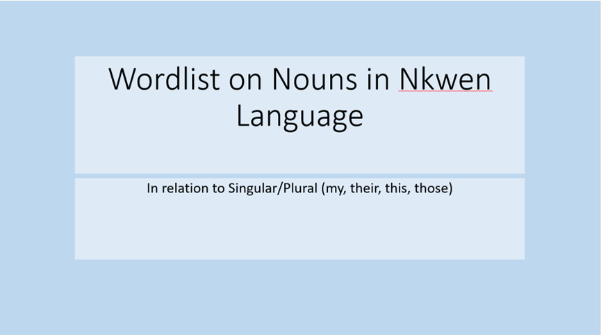Nkwen Language Wordlists on Nouns